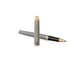 Roller waterman hemisphere metallic capuchon clip pointe fine encre noire coloris gris pierre coffret cadeau