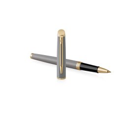 Roller waterman hemisphere metallic capuchon clip pointe fine encre noire coloris gris pierre coffret cadeau