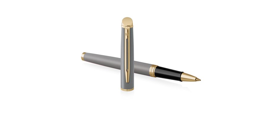 Roller waterman hemisphere metallic capuchon clip pointe fine encre noire coloris gris pierre coffret cadeau