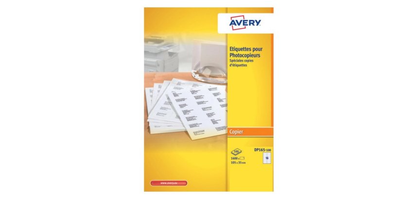 Étiquettes avery 105 x 35 mm blanches coins carrés boîte 1600