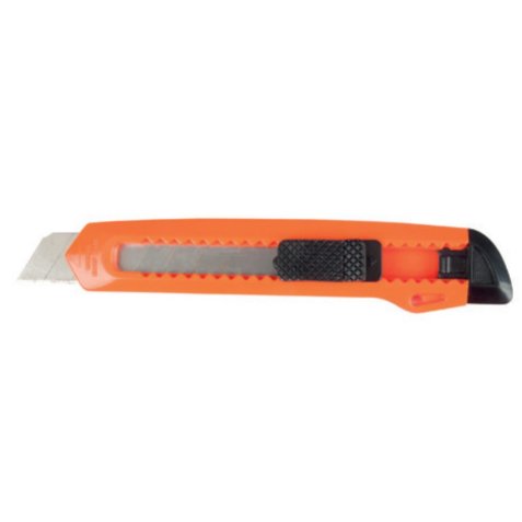 Cutter xd-23 q-connect lame retractable interchangeable acier 18mm precoupee frein securite col. aleatoire jaune/orange