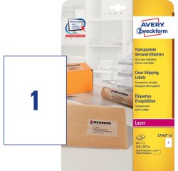 Avery L7567-25 etichetta autoadesiva Rettangolo con angoli arrotondati Permanente Trasparente 25 pz