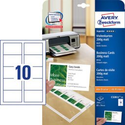 Cartes de visite Quick&Clean, 200 g/m2, blanc mat