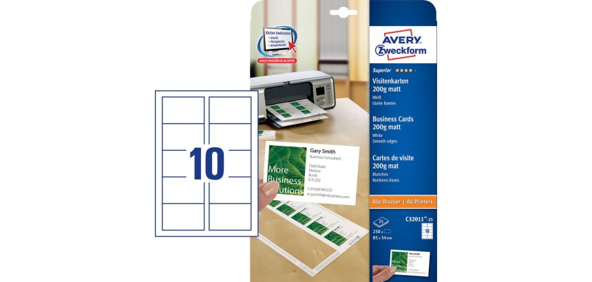 Avery C32011-25 non-adhesive label 250 pc(s) White Rectangle