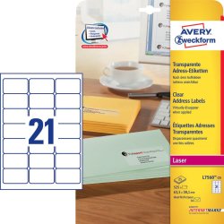 Pochette de 525 étiquettes Laser invisible 63,5x38,1 L7560-25