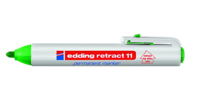 Marqueur edding permanent rétractable pointe ogive 1,5/3mm rechargeable coloris vert