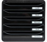 Module classement exacompta big-box plus 5 tiroirs monobloc ultra rigide a4+ 347x278x271mm coloris noir glossy