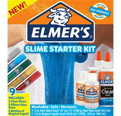 Kit starter elmers fabrication slime coloré 2 flacons de colle 5 glitters 2 liquides magiques