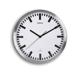 MAULpilot RC wall clock Ø305x45mm aluminum/white with battery