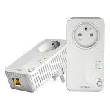 Pack 2 Prises CPL 600 Mbps, Prise filtrée Port Ethernet, Compat boxs Internet, Idéal Multi TV