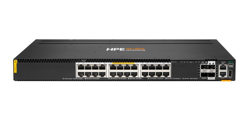 HPE Aruba Networking CX 6300L 24p Smart Rate 1G/2.5G/5G/10G CL6 2p SFP56 50G 2p SFP28 25G L2 Switch