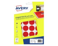 Etiquette avery multi-usages diam. 30 mm impression laser  / jet d'encre / copieur       coloris rouge 240 unites
