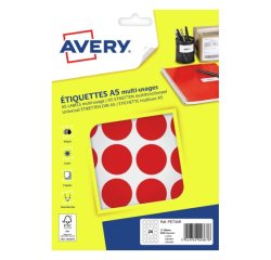 Etiquette avery multi-usages diam. 30 mm impression laser  / jet d'encre / copieur       coloris rouge 240 unites
