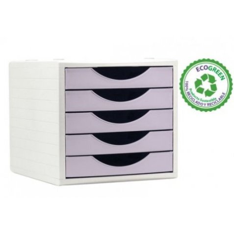 Module de classement archivo 2000 5 tiroirs coloris lavandepastel 270x340x260mm
