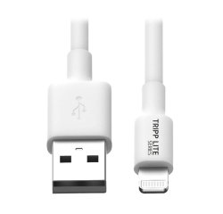 Tripp Lite M100-003-WH Cable de Sincronización y Carga USB-A a Lightning, Certificado MFi - Blanco, M/M, USB 2.0, 0.91 m [3 pies]