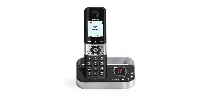Teléfono Alcatel F890 Teléfono DECT Identificador de llamadas Negro, Plata