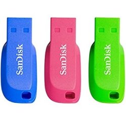 SanDisk Cruzer Blade - Clé USB - 16 Go - USB 2.0 - bleu, vert, rose (pack de 3)