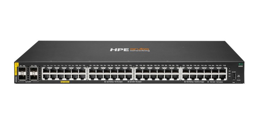 HPE Aruba Networking CX 6000 48p 10M/100M/1G Class4 PoE 4p SFP 1G 370W Switch