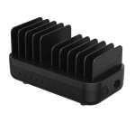 DLH Station de charge 200W USB-C avec 10 emplacements pour tablettes et smartphones - 10 ports USB-C 20W Power Delivery (PD) - Interrupteur ON/OFF - Séparateurs amovibles - Socle antidérapant - Livrée avec câble secteur