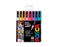 Marqueur posca pc3m gouache base eau couvrante inodore    pointe conique fine coloris   pastel assortis 8un