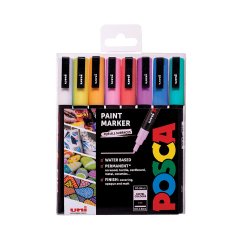 Marqueur posca pc3m gouache base eau couvrante inodore    pointe conique fine coloris   pastel assortis 8un