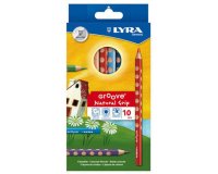 Etui crayons de couleur groove lyra forme             triangulaire bois 17cm mine   4mm 10 unites coloris