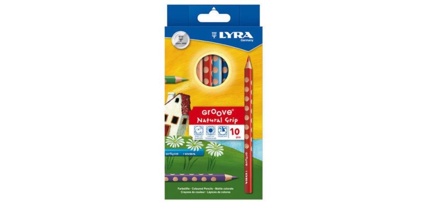 Etui crayons de couleur groove lyra forme             triangulaire bois 17cm mine   4mm 10 unites coloris
