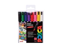Marqueur posca pointe calibrée extra-fine coloris métallisés blanc noir or argent bleu vert rouge et rose 8 unités