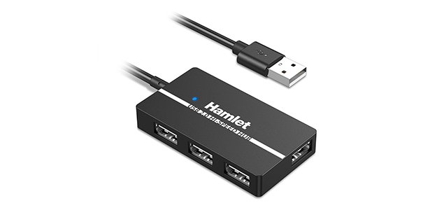 Hamlet XHUB-04U2 interface hub USB 2.0 Type-A 480 Mbit/s Black
