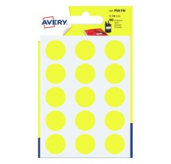 Avery PSA19J etichetta autoadesiva Rotondo Permanente Giallo 90 pz