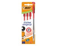 BIC Cristal Original Rosso Penna a sfera Medio 4 pz