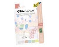 Carton a paillettes folia basic 300g/m2 bloc colle en   tete 170x245mm coloris        assortis pastel 6 feuilles