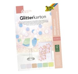 Carton a paillettes folia basic 300g/m2 bloc colle en   tete 170x245mm coloris        assortis pastel 6 feuilles