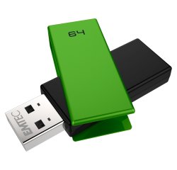 Cle usb emtec 2.0 c350 brick pivotante 64gb vitesse        lecture 15mbs ecriture mb/s   coloris vert