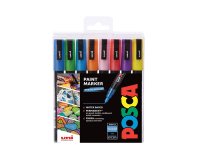 Marqueur Uni-Ball Posca PC3ML pointe ogive 0,9 - 1,3 mm couleurs assorties pailletées - Etui de 8