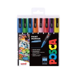 Marqueur Uni-Ball Posca PC3ML pointe ogive 0,9 - 1,3 mm couleurs assorties pailletées - Etui de 8