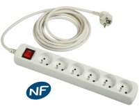 DLH Multiprise secteur (NF) munie de 6 prises avec interrupteur