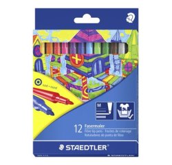 Stylo feutre staedtler 325 pointe moyenne 1mm pack de 12 couleurs assorties