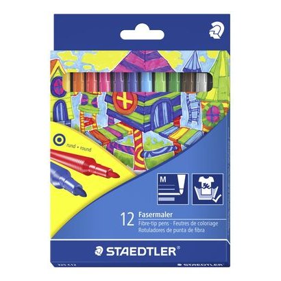 Stylo feutre staedtler 325 pointe moyenne 1mm pack de 12 couleurs assorties
