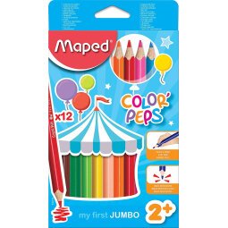 Color'Peps Jumbo - 12 Crayons de couleur triangulaires certifiés FSC