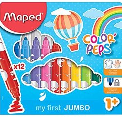 Feutre coloriage maped color'peps maxi triangulaire encore ultra-lavable pointe bloquée large pochette 12 unités
