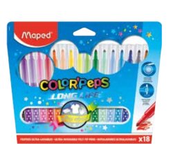 Feutre coloriage maped color'peps triangulaire encre ultra-lavable capuchon ventilé pointe bloquée pochette 18 unités