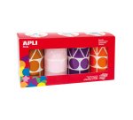 Gommette geante apli kids geometrique 4 coloris assortisviolet marron rose orange pack4 rouleaux 5428 unites