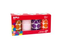 Gommette geante apli kids geometrique 4 coloris assortisviolet marron rose orange pack4 rouleaux 5428 unites