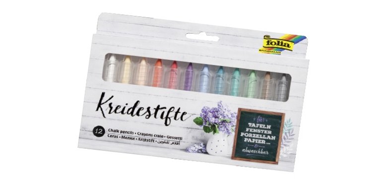 Assortiment crayons craies folia pour vitres effacable   12 unites coloris assortis