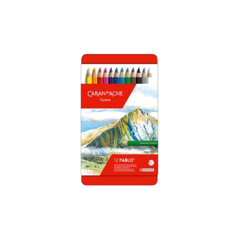 Crayons de couleur PABLO, étui métal de 12