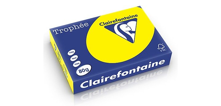 Papier couleur clairefontaine trophée multifonction a4 80g/m2 couleurs assorties fluorescentes paquet 500 feuilles