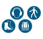 Pictogramme au sol protection auditive obligatoire durable  adhesif entrepots centres     distribution usines diametre