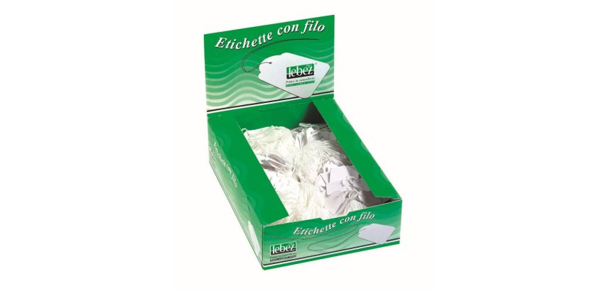 Etichette con filo A386 - 13 x 34 mm - bianco - Lebez - conf. 1000 pezzi