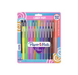 Stylo-feutre paper mate flair original pointe moyenne 1mm longue durée de vie pochette 24 coloris assortis candy pop